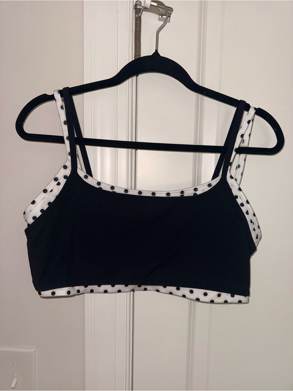 Black Polka-Trim Sports Bralette - Women